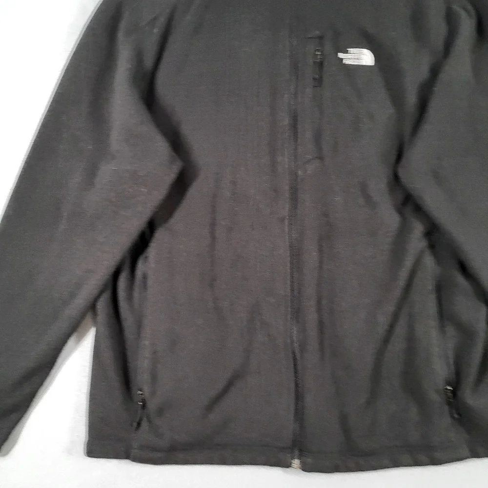 The North Face Fleece Jacket Men's XL Charcoal Gray Full Zip Logo Pocket Outdoor